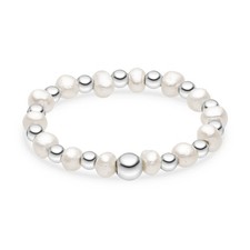 MATERIA Ring aus Perlen 925 Sterling Silber elastisch Größe 51-54