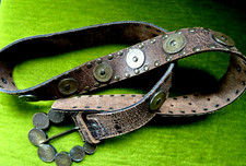 Gürtel Münzgürtel Leder TW 95-105 cm LA MARTINA schwere Buckle viele Münzen RAR