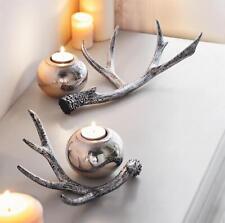 2x Geweih in schwarz / silber 18 + 30 cm lang, Landhaus Hirsch Deko Figur Objekt