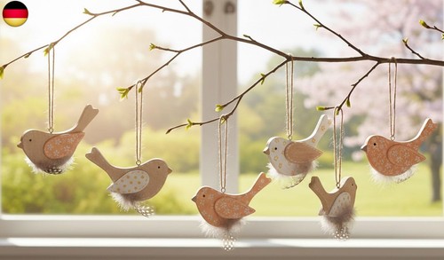 6er set anhänger vögel mit - set,