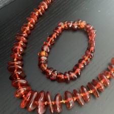 Schmuckset|Echte Bernsteinkette 58 cm + Armband 19 cm| poliert Vintage |Unikat