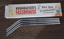 Krombacher Trinkhalme Edelstahl 4er Set Metall Strohhalm OVP