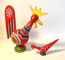 Set Hahn Erzgebirge Landhaus Huhn Küken bunt Kunsthandwerk Jean Brüll Dresden