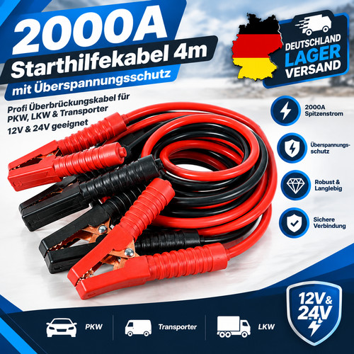 Starthilfekabel 2000a - starthilfekabel, 4m