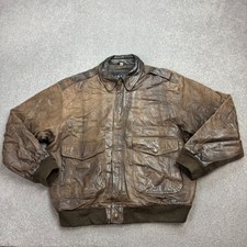 Leder Fliegerjacke Erwachsene Large braun Flieger Bomber Militär Flug USA...