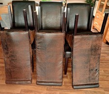 6 Stück Esszimmer Stühle braun Kunstleder Hochlehner