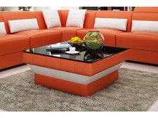 Design Glastisch Leder Couch