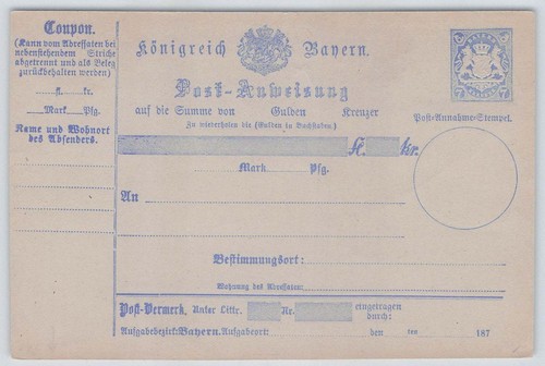 Bayern kreuzer postanweisung - bayern,