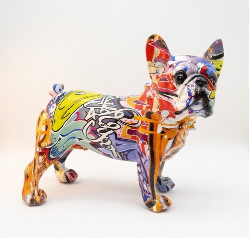 Dekofigur bunte bulldogge - bulldogge, hund