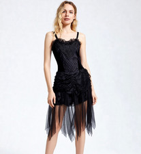 Corsagenkleid Spitze Gothic victorian Witch Zipfelkleid schwarz Gr.34/36