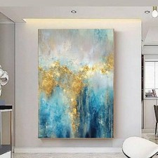 Modern   Abstrakte Blau Gold