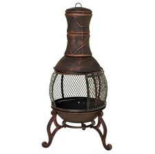 Terrassenofen,Grillrost & Gittertür,Gusseisen,Feuerkorb,Feuerstelle,Gartenfeuer