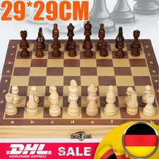 Schach Schachbrett Holz Schachspiel klappbares Brett Holzbox Reiseschach 29*29CM