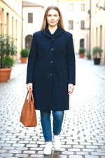 Wollmantel in softer Qualität Damen Jacke marineblau Kochwolle Gr. 42