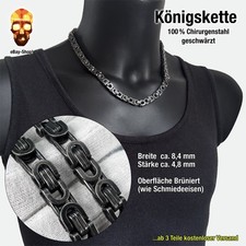 8,4 mm x 4,8 mm Königskette - geschwärzt - Edelstahl - Herren Halskette schwarz