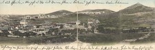 China: Farbige AK Tsingtau / Qingdao, Panorama von zwei Ansichtskarten, um 1900