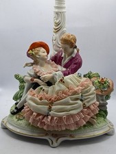 Porzellanfigur für Tischlampe, romantisches Liebespaar, Rokoko Unterweissbach 