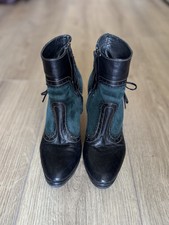 Peluso Stiefelette Ankle Boot Budapester Leder Grün Schwarz 37