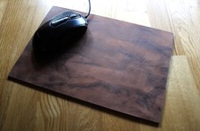 Echtes und exclusives Leder Mousepad - Mauspad -  braun gemasert, holzige Optik