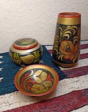 GESCHIRR RUSSISCH AUS HOLZ Holzschüssel Holz Schale handbemalt, Gebraucht 