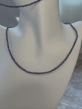 Zarte blaue Lapislazuli Kette facettierte 2 mm Perlen 41,5 + 5cm Länge Edelstein
