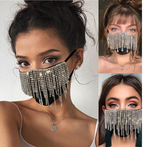Maske strass kristall schwarz - kristall,