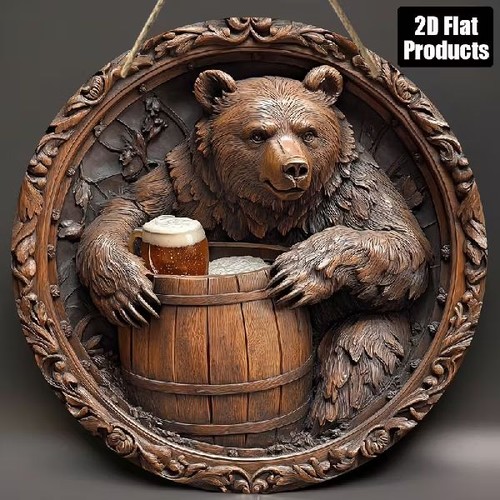 Blechschild rund bär - rund, am