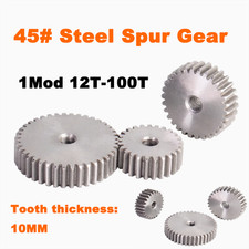 45#Stahl Stirnrad 1M12T-1M100T Metall Mod1 Ritzel Zahnrad 12-100Zähne Moter Gear