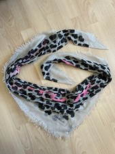 CODELLO Halstuch Schal grau schwarz pink Infinity Love Herzen Print Fransen dünn