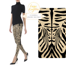 AURORA ZEBRA LEGGINGS Wolford M stormy black Hose mit Steg animalisches Design