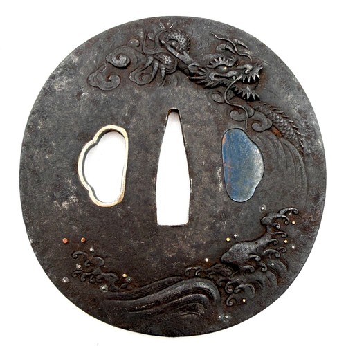 Tsuba 鐔 dragon and - dragon, 龍