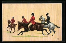 Künstler-AK Reiter auf ihren Pferden, Pferdesport 1912 