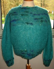 Pullover · Langhaarmohair · handgestrickt · superflauschig · türkis