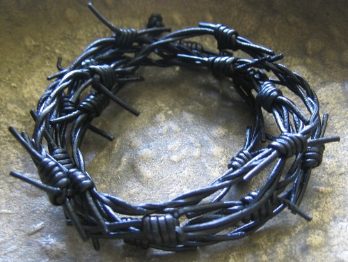 Stacheldraht leder armband - leder,