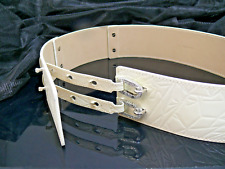 SWAROVSKI Breiter Designer DAMENGÜRTEL mit STEINCHEN | M/L | Creme | + Etui 