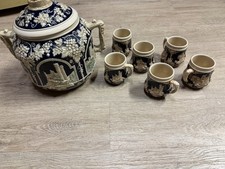 Keramik Bowle-Set „Ehrenfels“ mit 6 Humpen – Steinzeug, Vintage