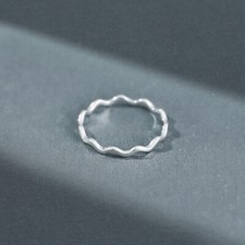 Schmaler Damen Ring Wellen Sterling Silber 925 41 - 61