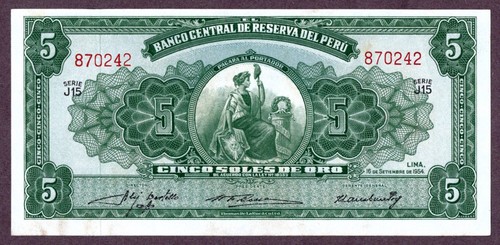 Peru soles oro banknote - peru,