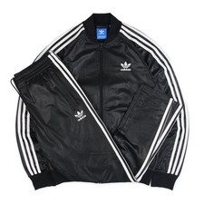 Adidas Glanz Tracksuit Vintage Firebird Trefoil Weiß Schwarz Trainingsanzug