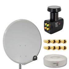 PremiumX SAT Anlage 80cm Satelliten Schüssel Antenne Spiegel Kabel Quad LNB 4K