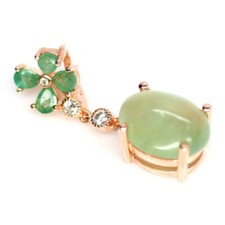 Echter Smaragd und Prehnite Anhänger Rose Gold Plated
