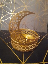 Ramadan Teelichthalter, goldfarben mit Halbmond, elegant und dekorativ, NEU 🌟🌙