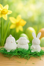 Osterdeko 3er Set Schaf Hase