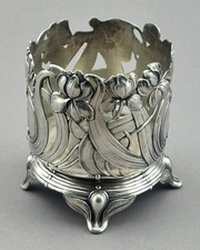 Jugendstil Flaschenhalter Zinn