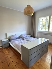 IKEA MALM Bett, Nachttische, Kommode, Lattenrost, Matratze, Topper