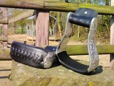Western Steigbügel Typ Oxbow Aluminium Leder schwarz black noir Stirrups étrier