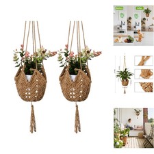 Makramee Blumenampel 2er Set Blumenampeln zum Aufhängen Boho Deko Baumwollsei...
