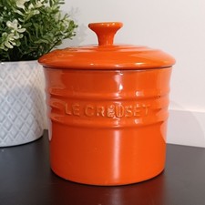 Le Creuset Orange Steingut Dose + Deckel Tee oder Kaffeedose Keksdose 0,8L