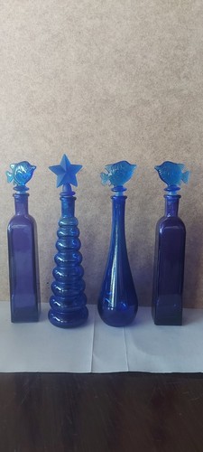 Glasflaschen einzel blau - , mit