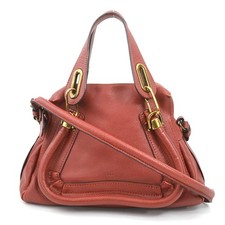 Echte Chloe Paraty Handtasche Schultertasche rot Leder/goldfarben - h31258 g